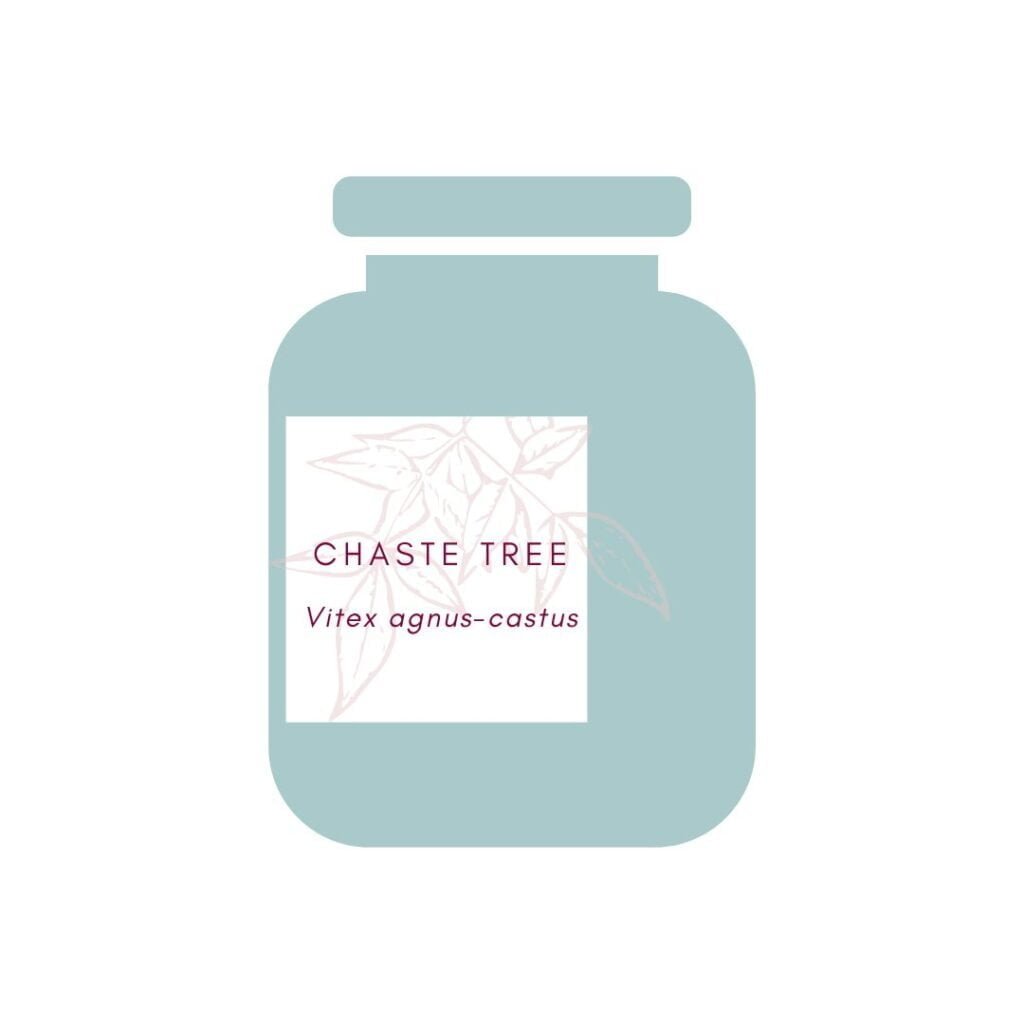 blue pill bottle with the label chaste tree vitex agnus-castus on it