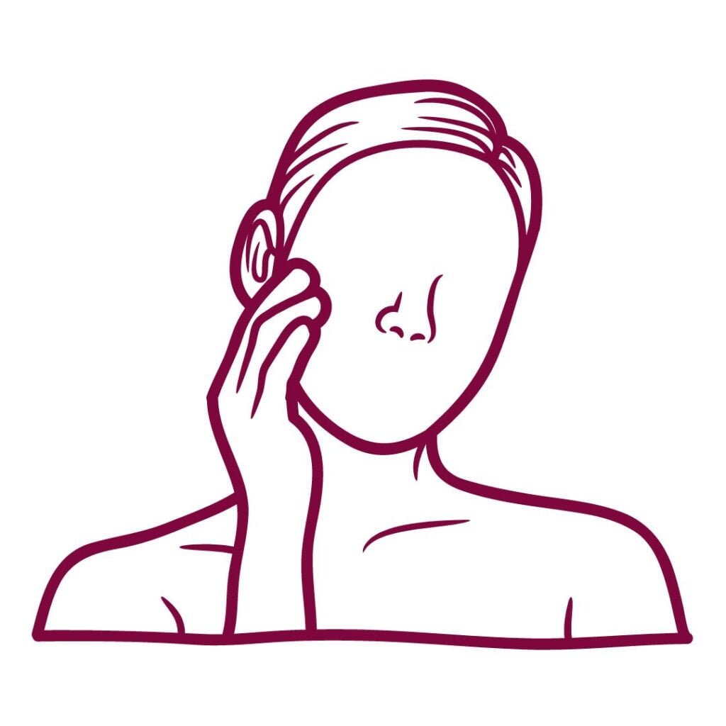 outline of a person with their hand on their face