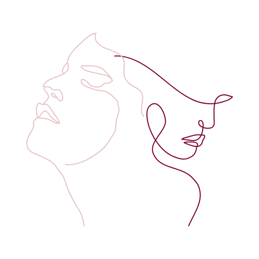 2 silhouette outlines of feminine faces