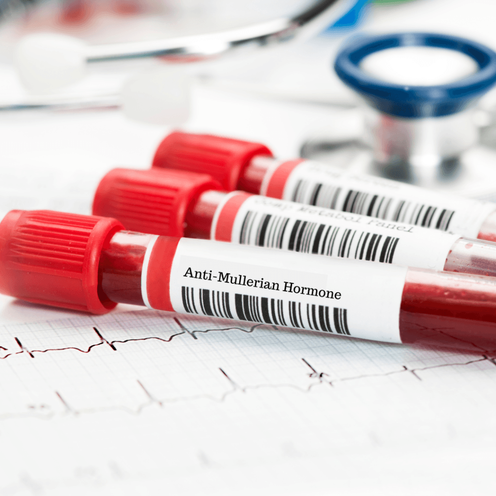 blood in test tubes with a stethoscope